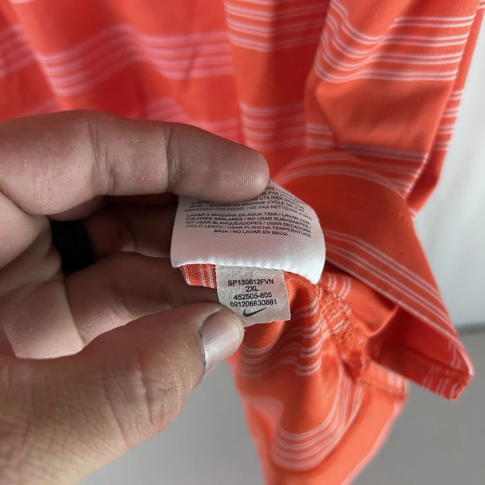 Nike Tour Performance Golf Polo Shirt Mens XXL Short Sleeve Dri Fit Orange White